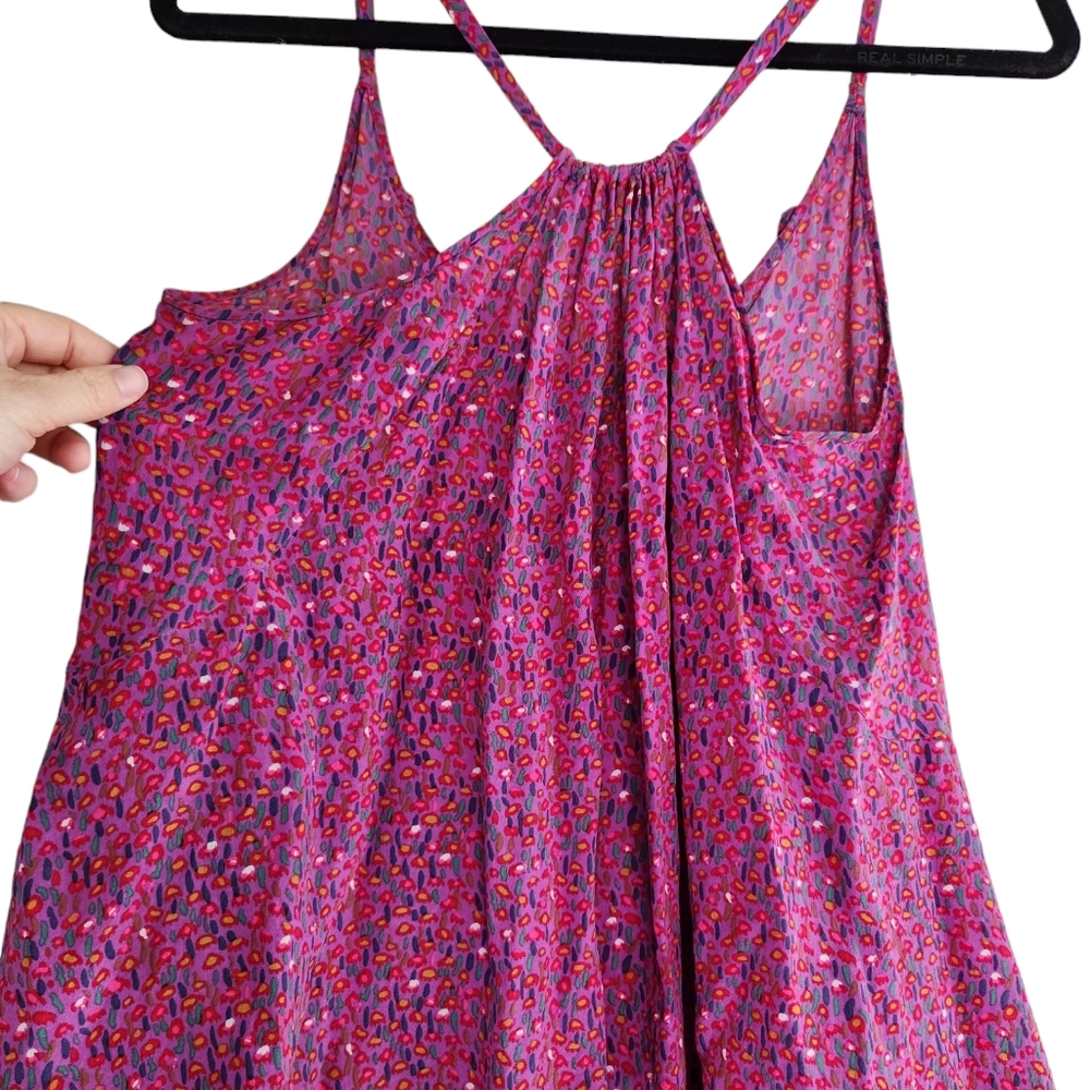 Rebecca Taylor Racerback Abstract Floral Ruffle Tank - Pink Pruple Multicolor - Picture 3 of 9